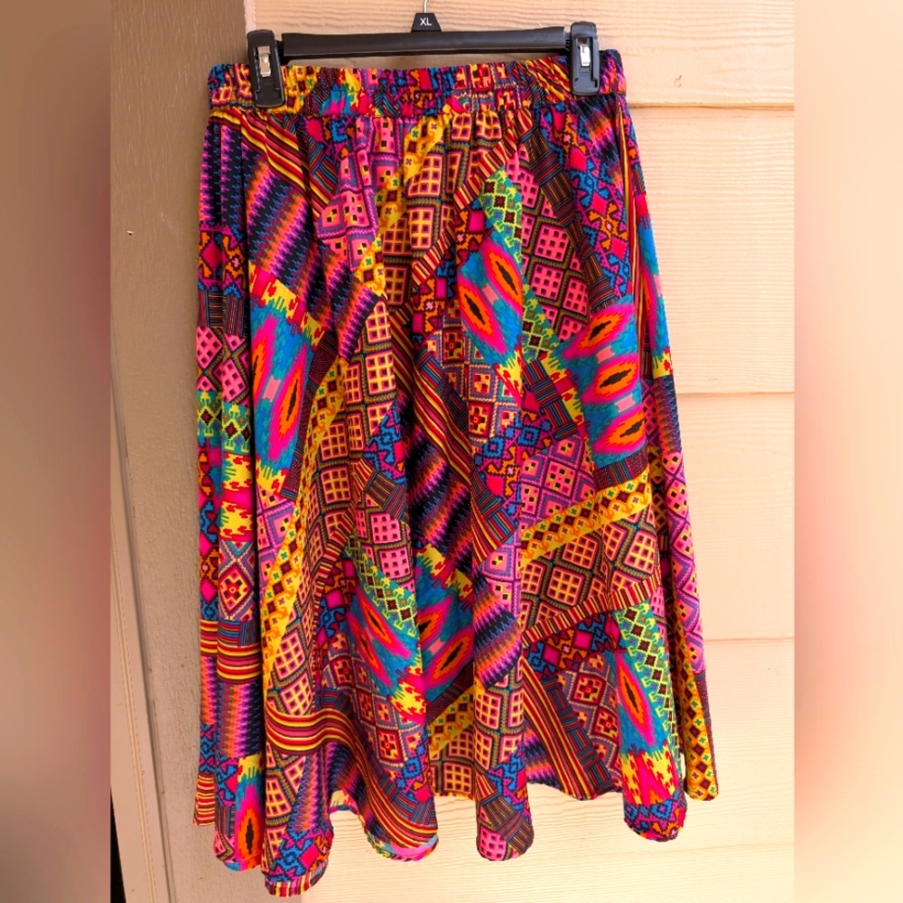 Vintage Colorfully Printed Skirt